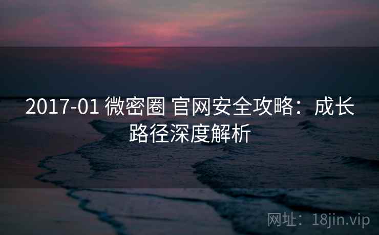 2017-01 微密圈 官网安全攻略:成长路径深度解析 2017-01 微密圈 官网安全攻略:成长路径深度解析
